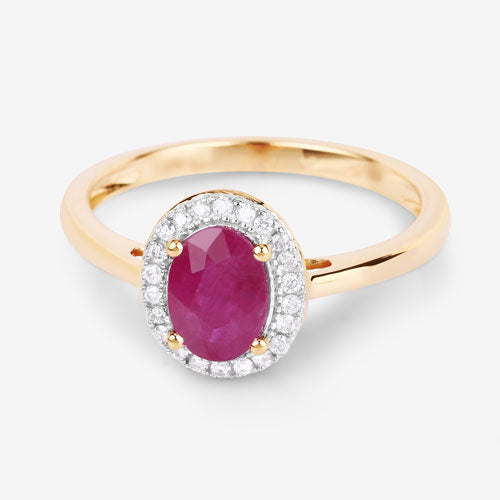 1.06 Carat Ruby and Diamond 14K Yellow Gold Engagement Ring