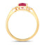 1.22 Carat Genuine Ruby and White Diamond 14K Yellow Gold Ring