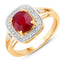 1.67 Carat Ruby and Diamond Halo Ring in 14K Yellow Gold