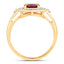 1.67 Carat Ruby and Diamond Halo Ring in 14K Yellow Gold