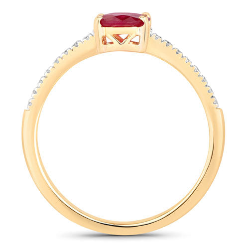 Bague de fiançailles en or jaune 14K avec rubis et diamants de 1,43 carat