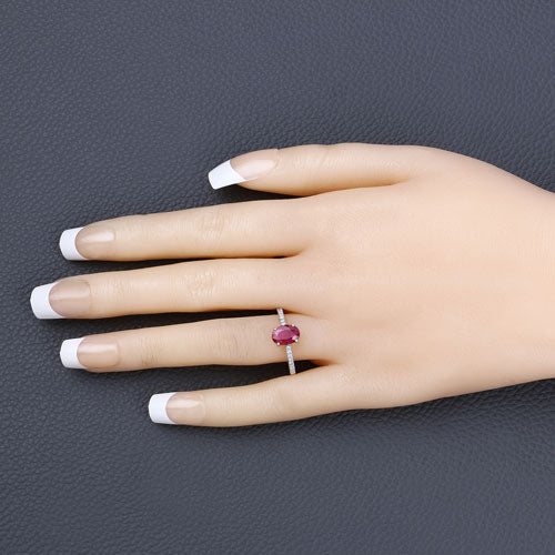 Bague de fiançailles en or jaune 14K avec rubis et diamants de 1,43 carat