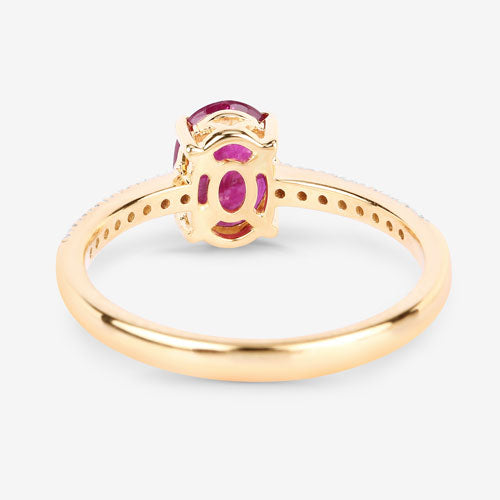 Bague de fiançailles en or jaune 14K avec rubis et diamants de 1,43 carat