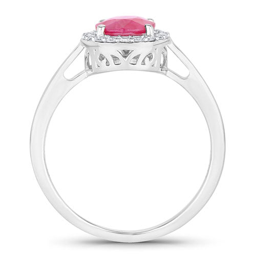 Anillo de Rubí y Diamante Blanco de 1.83 Quilates en Oro Blanco de 14K
