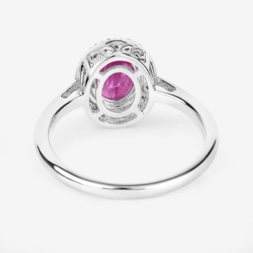 Anillo de Rubí y Diamante Blanco de 1.83 Quilates en Oro Blanco de 14K