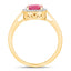 Bague en or jaune 14K avec rubis véritable de 1,83 carat et diamants blancs