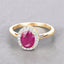 Bague en or jaune 14K avec rubis véritable de 1,83 carat et diamants blancs