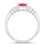 Bague de fiançailles en or blanc 14K avec rubis et diamants de 1,52 carat