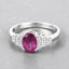 Bague de fiançailles en or blanc 14K avec rubis et diamants de 1,52 carat