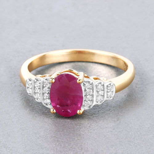 1.52 Carat Ruby and Diamond 14K Yellow Gold Engagement Ring