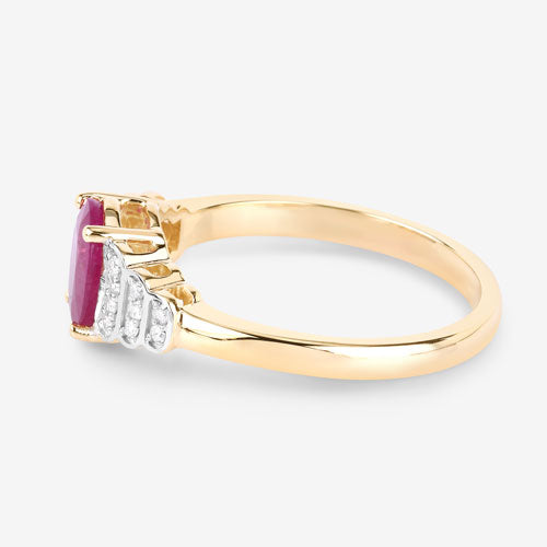 1.52 Carat Ruby and Diamond 14K Yellow Gold Engagement Ring