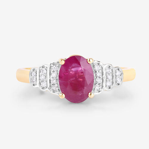 1.52 Carat Ruby and Diamond 14K Yellow Gold Engagement Ring