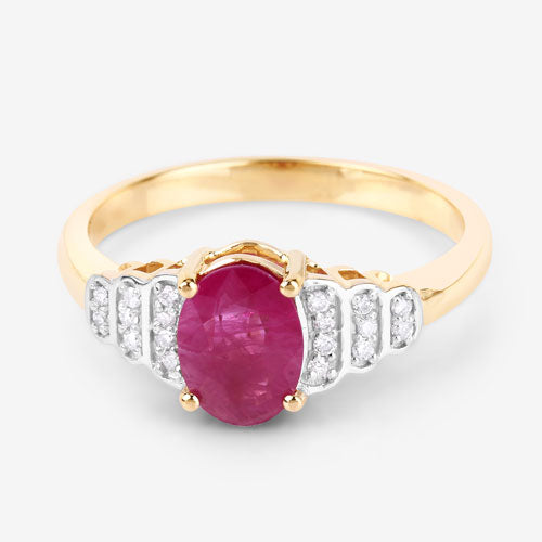 1.52 Carat Ruby and Diamond 14K Yellow Gold Engagement Ring