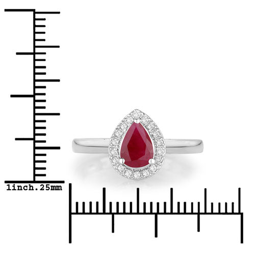 1.02 Carat Ruby and Diamond 14K White Gold Engagement Ring