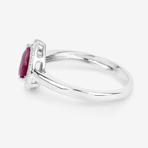 1.02 Carat Ruby and Diamond 14K White Gold Engagement Ring
