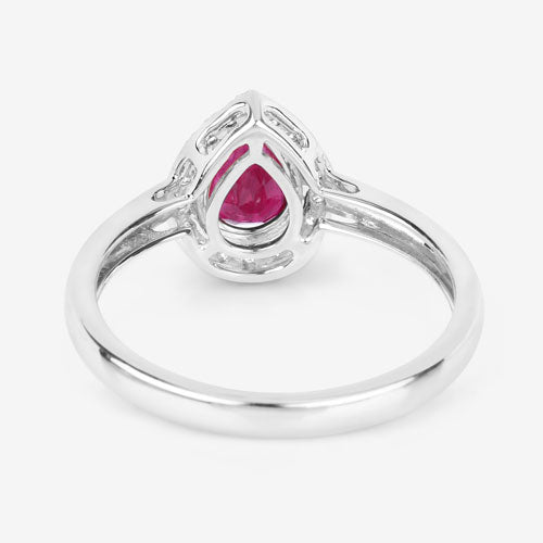 1.02 Carat Ruby and Diamond 14K White Gold Engagement Ring