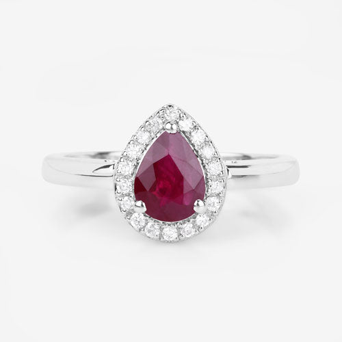 1.02 Carat Ruby and Diamond 14K White Gold Engagement Ring