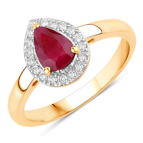 1.02 Carat Ruby and White Diamond 14K Yellow Gold Engagement Ring