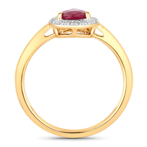 1.02 Carat Ruby and White Diamond 14K Yellow Gold Engagement Ring
