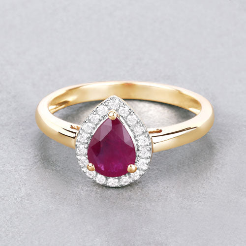 1.02 Carat Ruby and White Diamond 14K Yellow Gold Engagement Ring