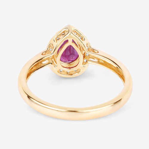 1.02 Carat Ruby and White Diamond 14K Yellow Gold Engagement Ring