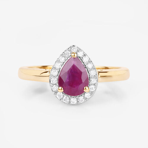 1.02 Carat Ruby and White Diamond 14K Yellow Gold Engagement Ring