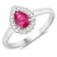 0.94 Carat Ruby and Diamond 14K White Gold Engagement Ring