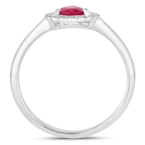 0.94 Carat Ruby and Diamond 14K White Gold Engagement Ring