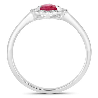 0.94 Carat Ruby and Diamond 14K White Gold Engagement Ring