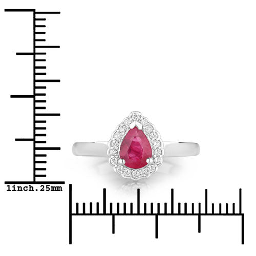 0.94 Carat Ruby and Diamond 14K White Gold Engagement Ring