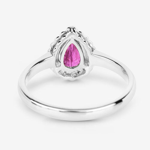 0.94 Carat Ruby and Diamond 14K White Gold Engagement Ring