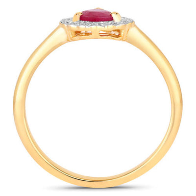 Bague de fiançailles en or jaune 14K avec rubis et diamants de 0,94 carat