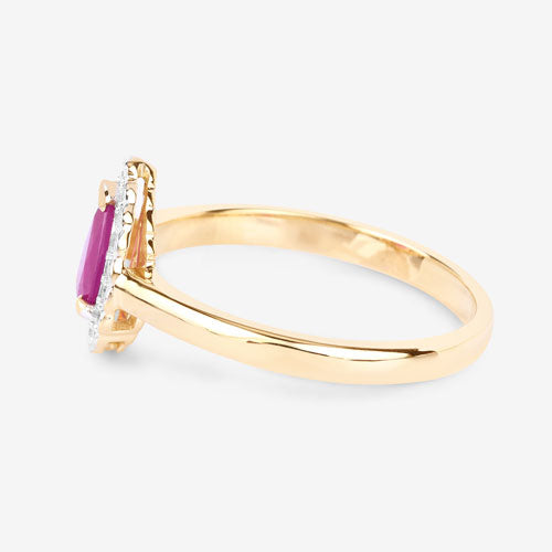 0.94 Carat Ruby and Diamond 14K Yellow Gold Engagement Ring