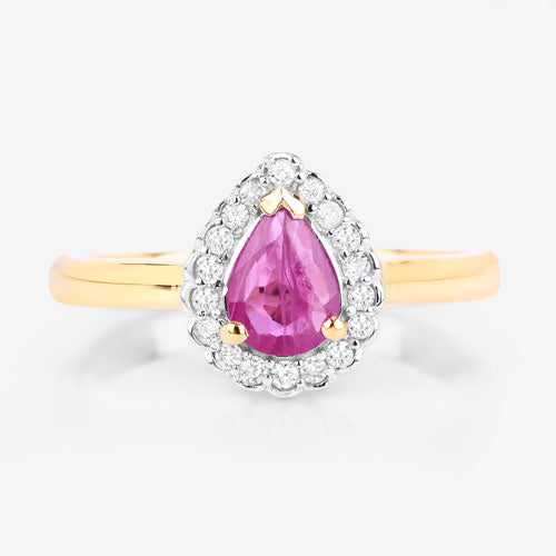 0.94 Carat Ruby and Diamond 14K Yellow Gold Engagement Ring