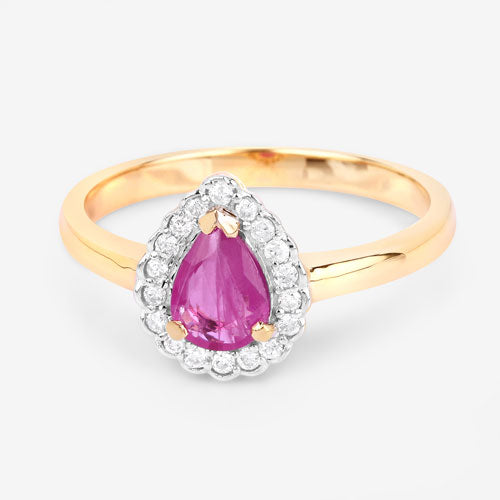 0.94 Carat Ruby and Diamond 14K Yellow Gold Engagement Ring