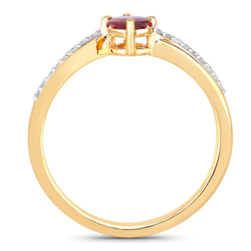 Bague de fiançailles en or jaune 14K avec rubis et diamants de 0,52 carat