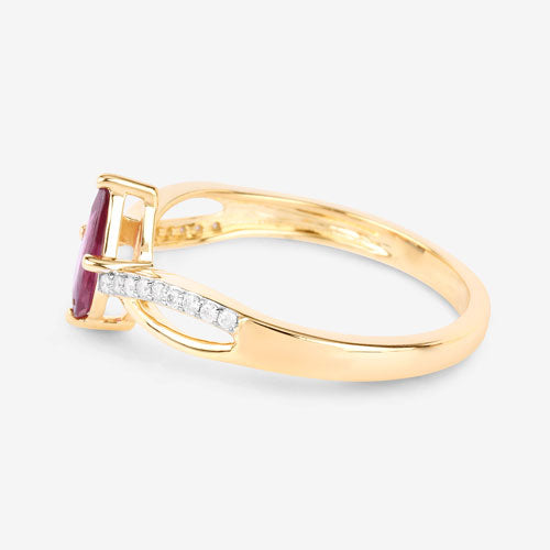 Bague de fiançailles en or jaune 14K avec rubis et diamants de 0,52 carat