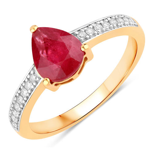 1.56 Carat Ruby and Diamond 14K Yellow Gold Engagement Ring