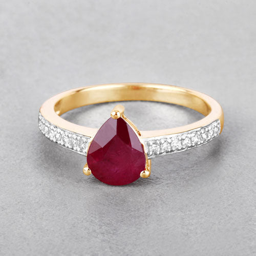 1.56 Carat Ruby and Diamond 14K Yellow Gold Engagement Ring