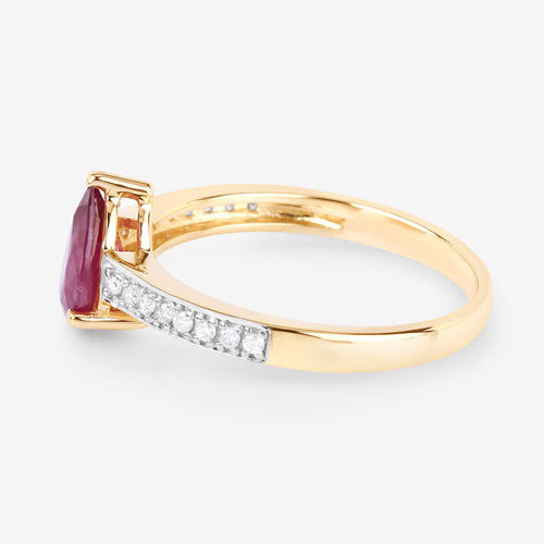 1.56 Carat Ruby and Diamond 14K Yellow Gold Engagement Ring