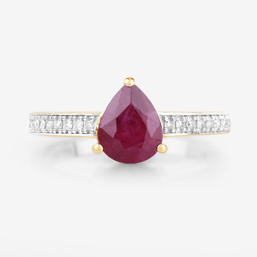 1.56 Carat Ruby and Diamond 14K Yellow Gold Engagement Ring