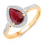 1.25 Carat Ruby and Diamond Halo Ring in 14K Yellow Gold