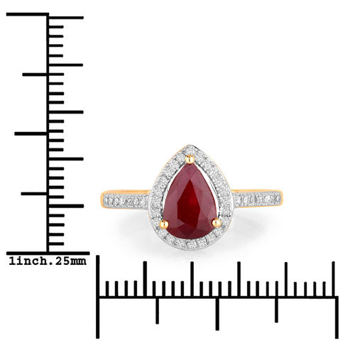 1.25 Carat Ruby and Diamond Halo Ring in 14K Yellow Gold