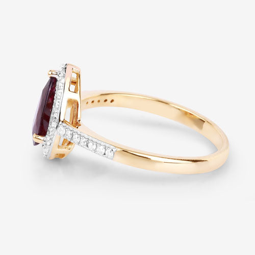 1.25 Carat Ruby and Diamond Halo Ring in 14K Yellow Gold