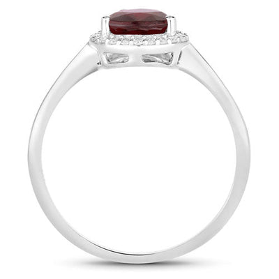 1.30 Carat Ruby and Diamond Halo Ring in 14K White Gold