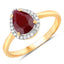 1.30 Carat Ruby and Diamond Halo Ring in 14K Yellow Gold