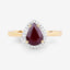 1.30 Carat Ruby and Diamond Halo Ring in 14K Yellow Gold