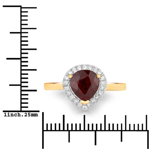 2.19 Carat Ruby and Diamond Halo Ring in 14K Yellow Gold