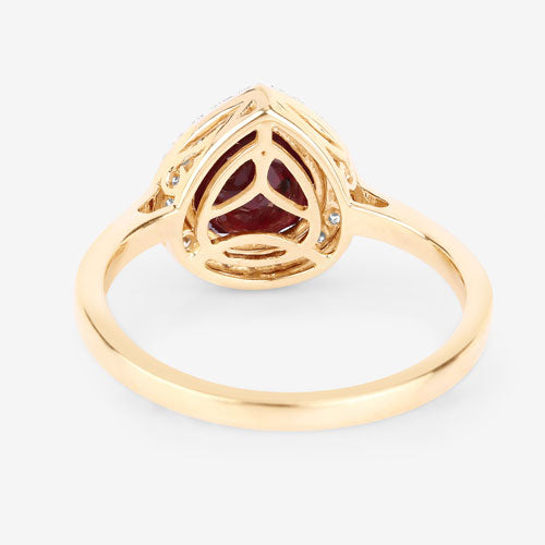2.19 Carat Ruby and Diamond Halo Ring in 14K Yellow Gold