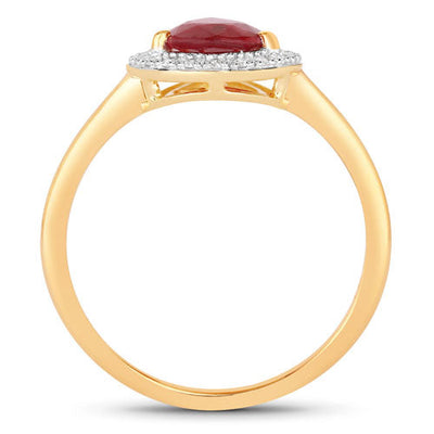 1.38 Carat Ruby and Diamond Halo Ring in 14K Yellow Gold